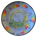 Medium Platter with Alligator and Rainbow Fish on French Blue