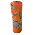 Tumbler Vase with Dragonflies and Turtle on Burnt Orange