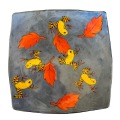Square Medium Platter with Frogs on French Blue