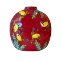 Flat Vase with Frogs on Cherry Cherry